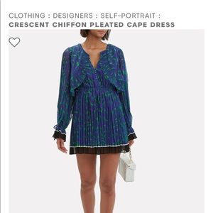 SELF-PORTRAIT Chiffon Pleated Cape Dress, Size 6